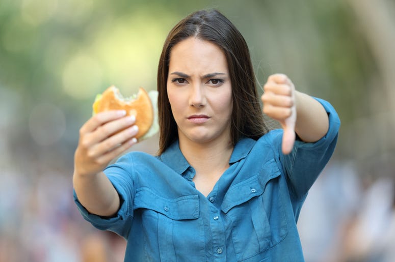 Angry Woman with Burger