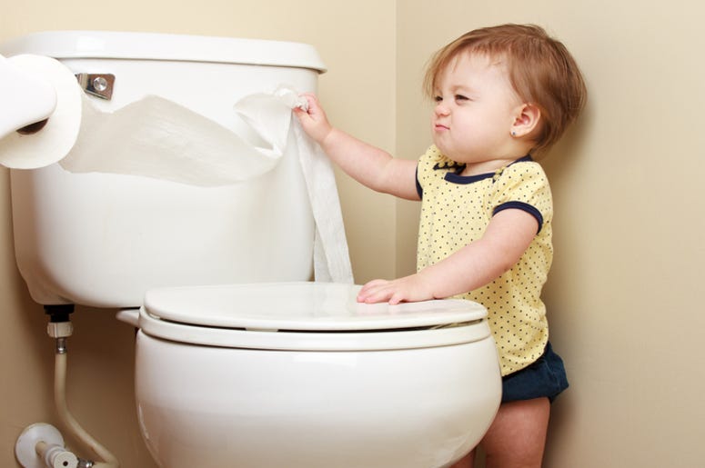 Toddler Flushing the Toilet