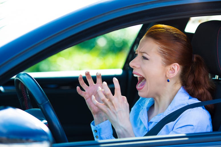 Angry Woman in a Car