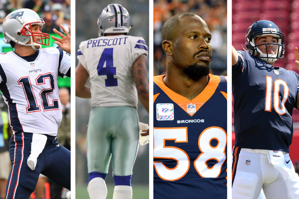 Philadelphia Eagles' Carson Wentz, New England Patriots' Tom Brady, Dallas Cowboys' Dak Prescott, Denver Broncos' Von Miller, Chicago Bears' Mitch Trubisky NFL Jersey Sales: Philadelphia Eagles' Carson Wentz, New England Patriots' Tom Brady, Dallas Cowboys' Dak Prescott, Denver Broncos' Von Miller, Chicago Bears' Mitch Trubisky