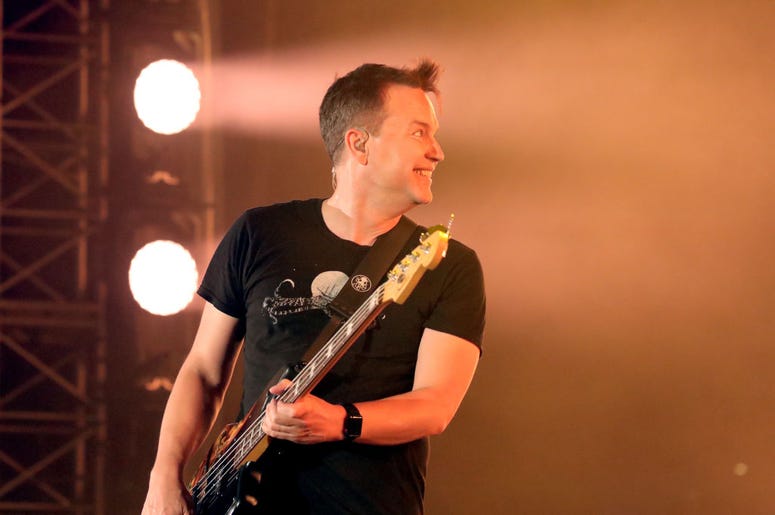 Mark Hoppus of blink-182 performs onstage at KROQ Weenie Roast 2018 at StubHub Center on May 12, 2018 in Carson, California. Mark Hoppus of blink-182 performs onstage at KROQ Weenie Roast 2018 at StubHub Center on May 12, 2018 in Carson, California.