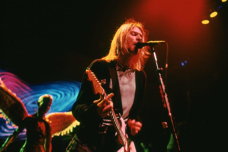 Kurt Cobain from Nirvana performs in Concert on November 14, 1993 Kurt Cobain from Nirvana performs in Concert on November 14, 1993