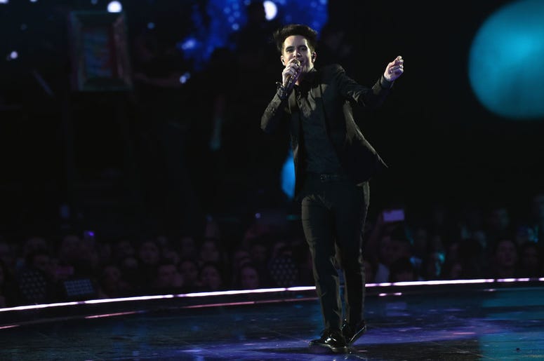 Brendon Urie of Panic! at the Disco performs on stage during the MTV EMAs 2018 at Bilbao Exhibition Centre on November 4, 2018 in Bilbao, Spain Brendon Urie of Panic! at the Disco performs on stage during the MTV EMAs 2018 at Bilbao Exhibition Centre on November 4, 2018 in Bilbao, Spain