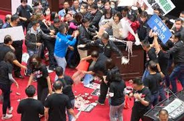 Taiwan lawmakers throw pig guts, punches in parliament debate on U.S. pork