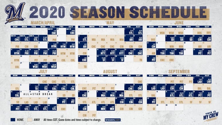 MLB, Milwaukee Brewers 2020 schedule released | Bill Michaels Sports ...