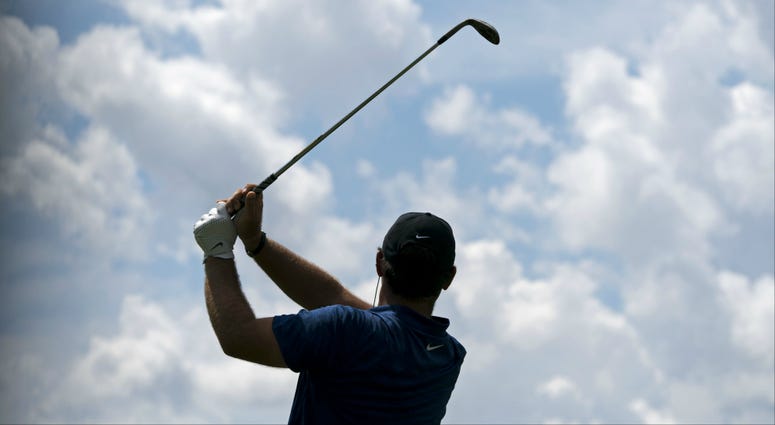 August 8, 2018; St. Louis, MO, USA; Patrick Reed practices on the driving range during the Wednesday practice round of the PGA Championship golf tournament at Bellerive Country Club. Mandatory Credit: Kyle Terada-USA TODAY Sports PGA: PGA Championship - Practice Round