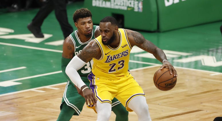 LeBron James Marcus Smart Los Angeles Lakers Boston Celtics