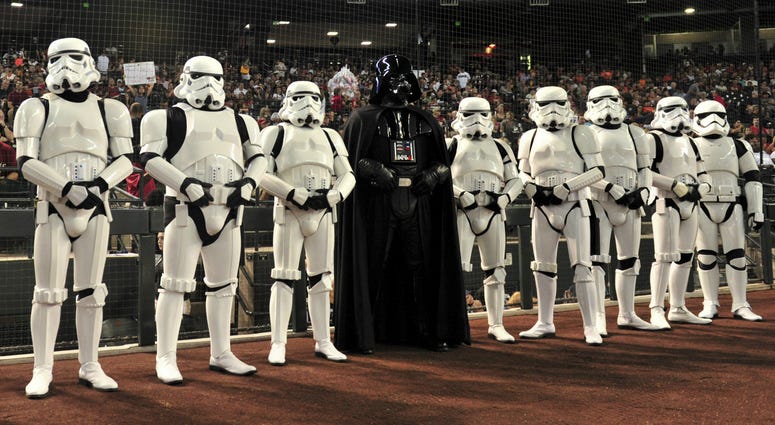 Stormtroopers look on during Star Wars Day prior to the game between the Arizona Diamondbacks and the San Francisco Giants at Chase Field. MLB: San Francisco Giants at Arizona Diamondbacks