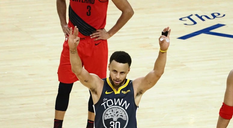 Steph Curry Warriors Blazers NBA Playoffs