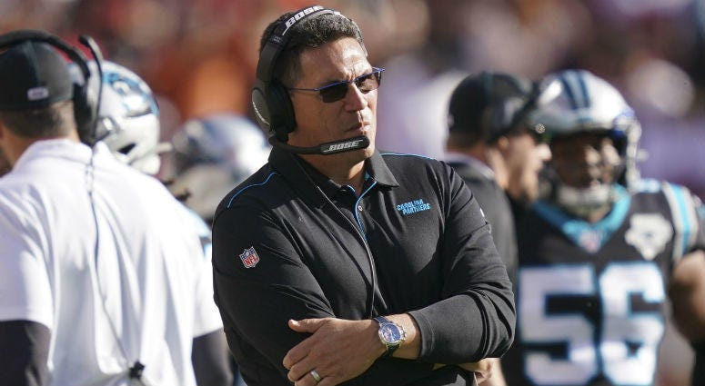 October 27, 2019; Santa Clara, CA, USA; Carolina Panthers head coach Ron Rivera during the third quarter against the San Francisco 49ers at Levi's Stadium. October 27, 2019; Santa Clara, CA, USA; Carolina Panthers head coach Ron Rivera during the third quarter against the San Francisco 49ers at Levi's Stadium.