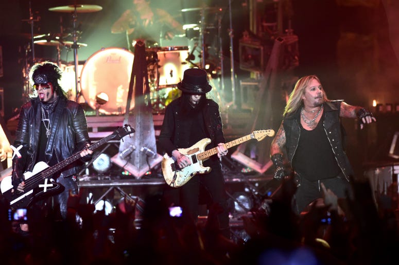 Motley Crue performing at Wembley Arena, London. Motley Crue performing at Wembley Arena, London.
