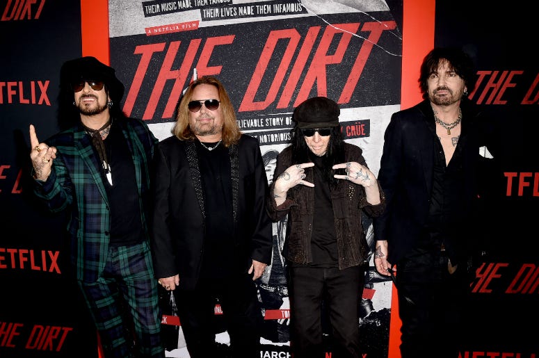 Nikki Sixx, Vince Neil, Mick Mars and Tommy Lee of Motley Crue arrive at the premiere of Netflix's "The Dirt" Nikki Sixx, Vince Neil, Mick Mars and Tommy Lee of Motley Crue arrive at the premiere of Netflix's "The Dirt"