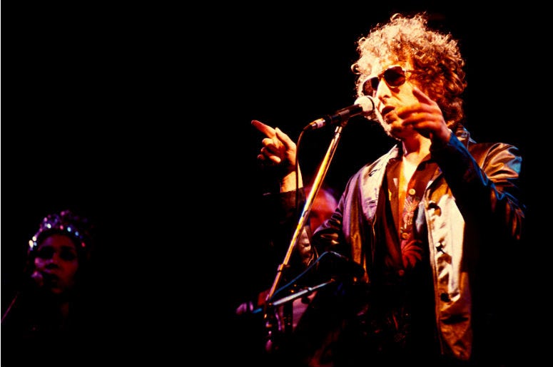 Bob Dylan performs onstage Bob Dylan performs onstage