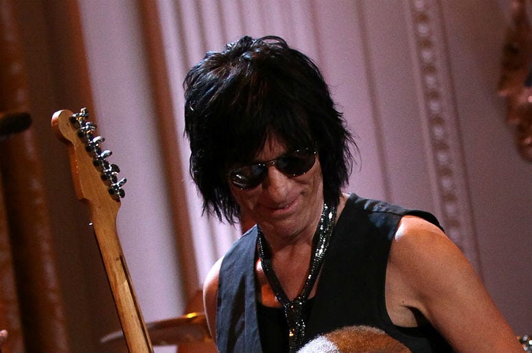 Guitarist Jeff Beck greets Blues legend B.B. King at a performance with an all-star cast at a White House event titled In Performance at the White House Guitarist Jeff Beck greets Blues legend B.B. King at a performance with an all-star cast at a White House event titled In Performance at the White House