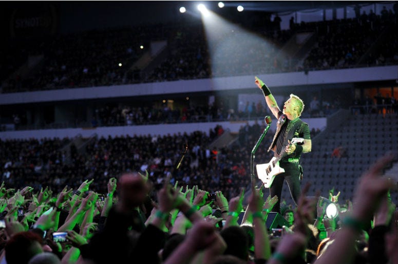 James Hetfield of Metallica during performance in Prague, May 7, 2012 James Hetfield of Metallica during performance in Prague, May 7, 2012