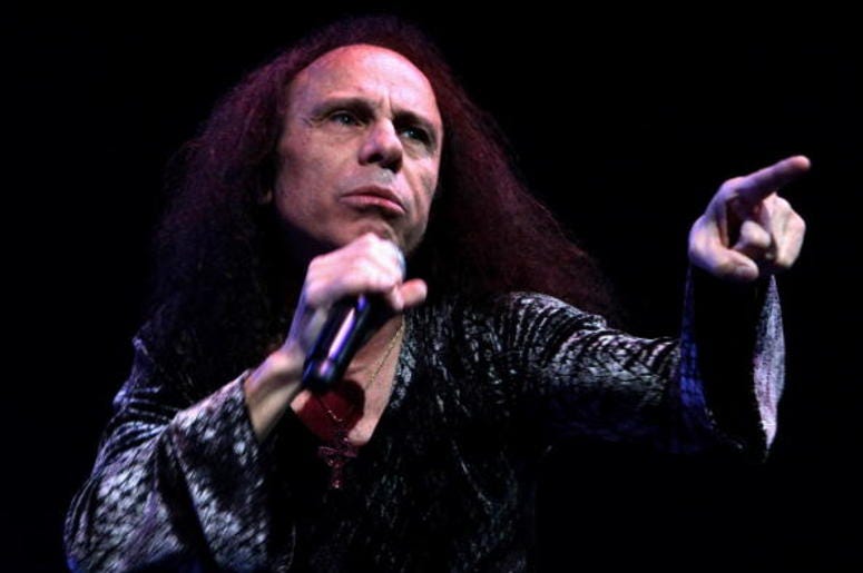 Ronnie James Dio performs on stage with Heaven and Hell Ronnie James Dio performs on stage with Heaven and Hell