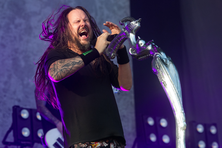 Jonathan Davis of Korn performing live on stage on day 3 of Leeds Festival Jonathan Davis of Korn performing live on stage on day 3 of Leeds Festival