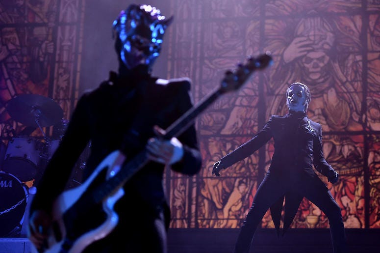 Tobias Forge performing as Cardinal Copia of the band Ghost at Barclays Center on December 15, 2018 in New York City Tobias Forge performing as Cardinal Copia of the band Ghost at Barclays Center on December 15, 2018 in New York City