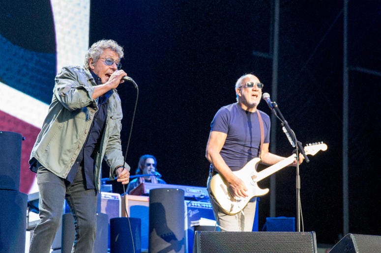 Roger Daltrey and Pete Townshend of The Who during Outside Lands Music Festival at Golden Gate Park on August 13, 2017 Roger Daltrey and Pete Townshend of The Who during Outside Lands Music Festival at Golden Gate Park on August 13, 2017