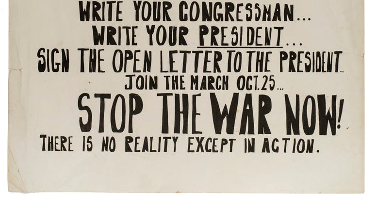 One of many peace protest signs from the growing anti-war movement in the 1960s One of many peace protest signs from the growing anti-war movement in the 1960s