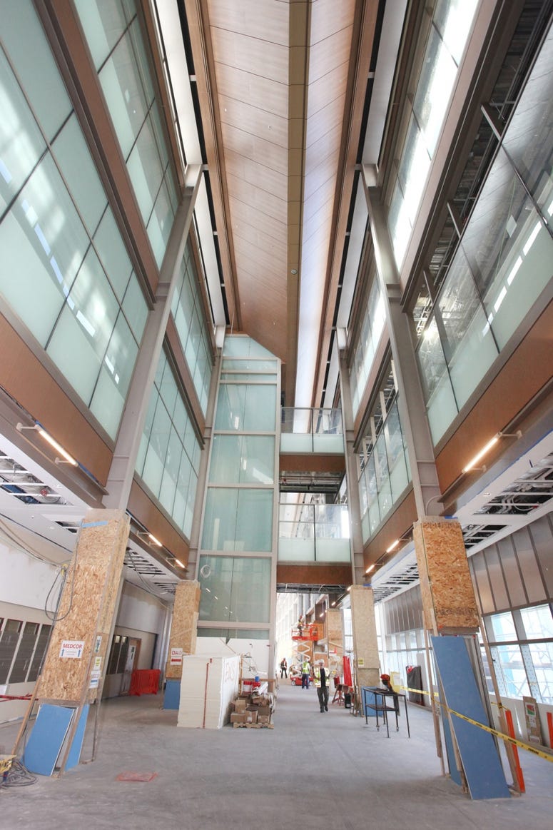 The quarter-mile long Concourse at the Department of Veteran Affairs Replacement Medical Center that is under construction in Aurora, Colorado serves as a central connector for clinic buildings, diagnostic and treatment centers, in-patient buildings.