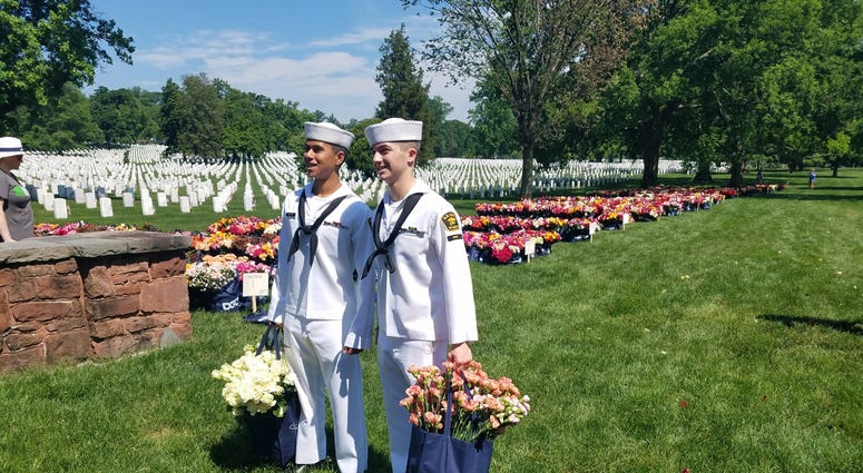 The Memorial Day Flower Foundation brings blooms to Arlington National Cemetery graves. MemorialDayFlowers