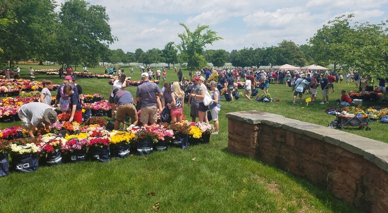 The Memorial Day Flower Foundation brings blooms to Arlington National Cemetery graves. MemorialDayFlowers