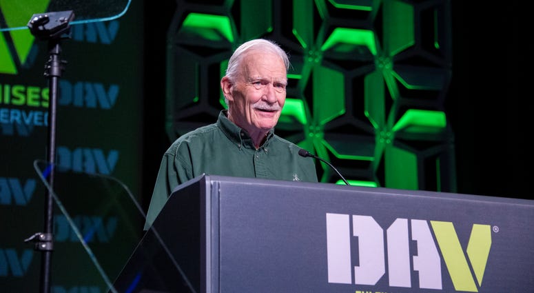 Retired Marine Capt Dale Dye accepts the 2019 DAV bugle award during the DAV National Convention in Orlando Florida Retired Marine Capt Dale Dye accepts the 2019 DAV bugle award during the DAV National Convention in Orlando Florida