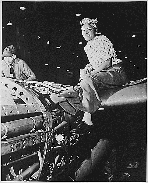 Riveter at Lockheed Aircraft Corp., Burbank, Calif. RosietheRiveter