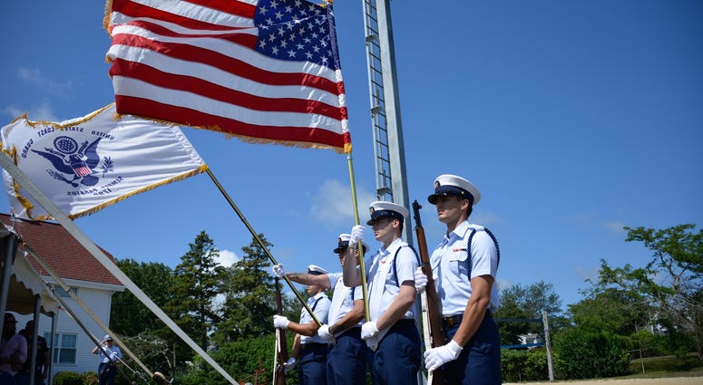Coast Guard Base Cape Cod Honor Guard presents the colors