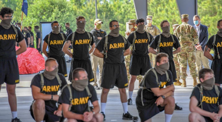Secretary of the Army, Hon. Ryan D. McCarthy, visits U.S. Army Basic training at Fort Benning, Ga., April. 29, 2020