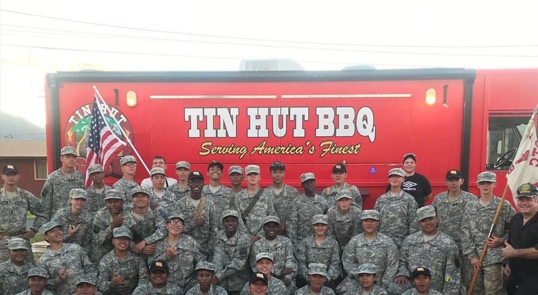 Navy Veteran owner of Tin Hut barbeque helps vets
