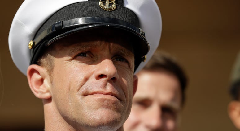 In this July 2, 2019, file photo, Navy Special Operations Chief Edward Gallagher leaves a military court on Naval Base San Diego in San Diego.
