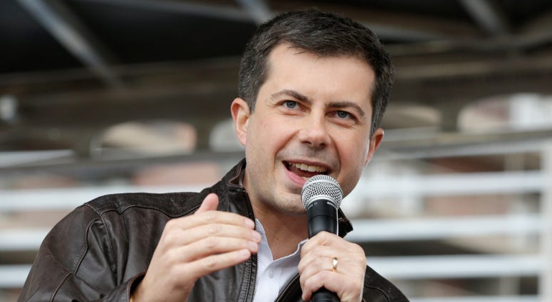 Democratic presidential candidate and South Bend Mayor Pete Buttigieg addresses supporters during a rally before participating in the Democratic Party's Liberty and Justice Celebration event in Des Moines, Iowa, Friday, Nov. 1, 2019. Democratic presidential candidate and South Bend Mayor Pete Buttigieg addresses supporters during a rally before participating in the Democratic Party's Liberty and Justice Celebration event in Des Moines, Iowa, Friday, Nov. 1, 2019.