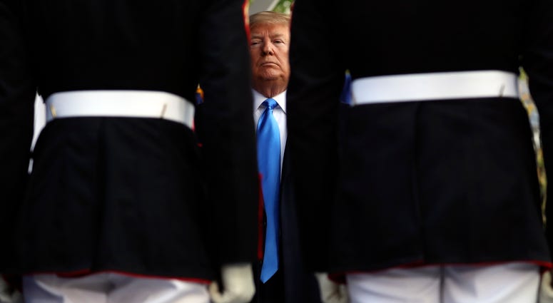 President Donald Trump attends the New York City Veterans Day Parade at Madison Square Park in New York, Monday, Nov. 11, 2019