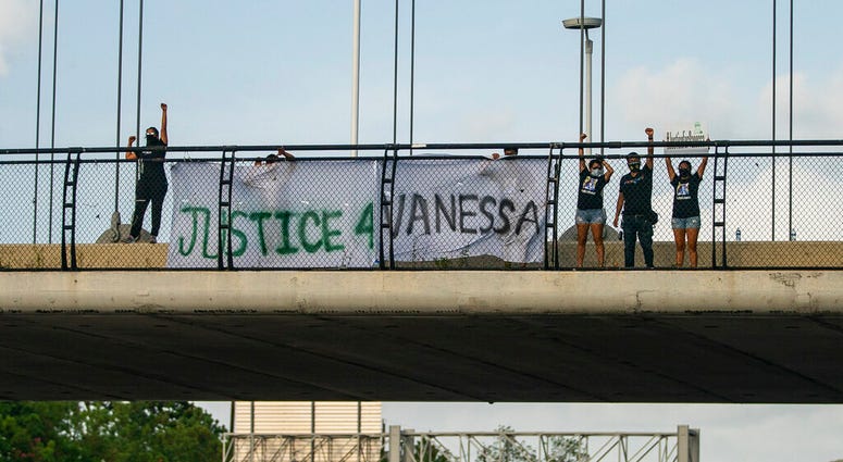 Members of #TeamVanessa and FIEL Houston gather demanding justice for Army Spc. Vanessa Guillen