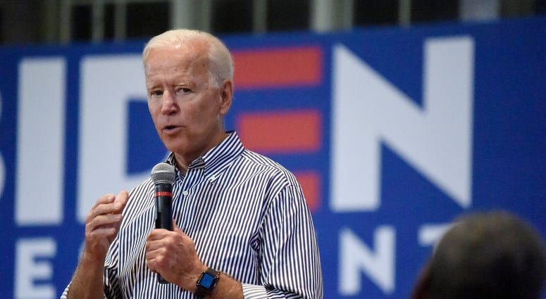 Former Vice President Joe Biden speaks, Wednesday, Aug. 28, 2019, at a town hall for his Democratic presidential campaign in Spartanburg, S.C. Biden defends faulty telling of military heroism story