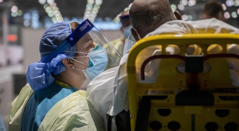 Army Sgt. Marlenny Medina, assigned to the 1st Medical Brigade deployed from Fort Hood, Texas