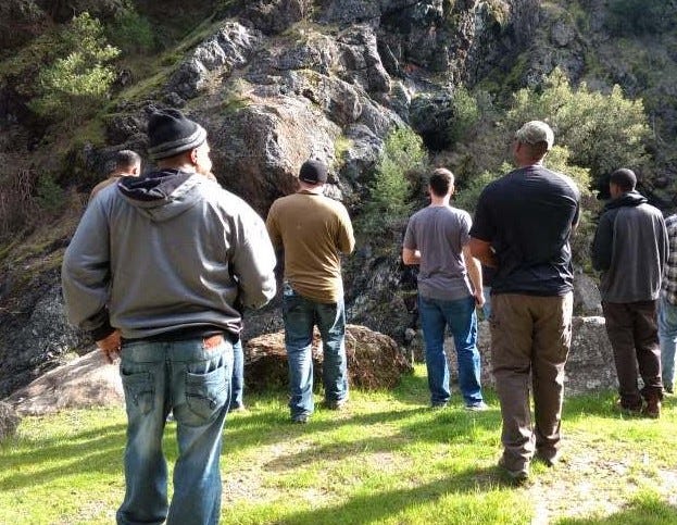 Marines gather during a reunion hike. Reunion4