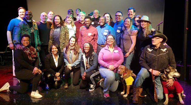 Participants in CAMMO songwriting workshop