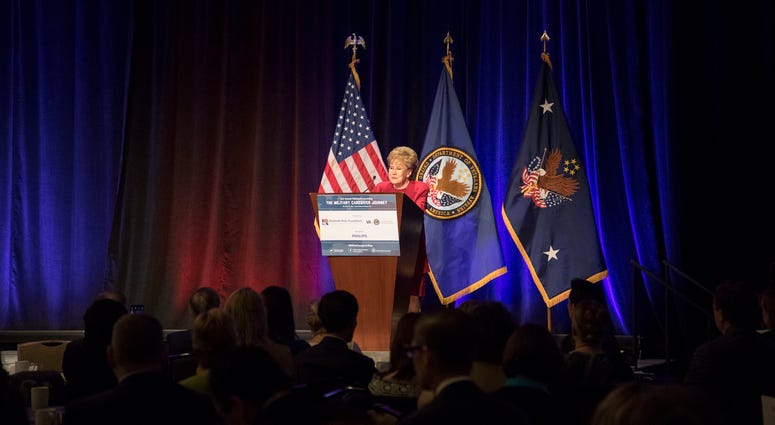 Former Senator Elizabeth Dole, founder of the Elizabeth Dole Foundation, speaks at the 2nd Annual National Convening: The Military Caregiver Journey in Washington, D.C. Nov. 13, 2017. Former Senator Elizabeth Dole, founder of the Elizabeth Dole Foundation, speaks at the 2nd Annual National Convening: The Military Caregiver Journey in Washington, D.C. Nov. 13, 2017.