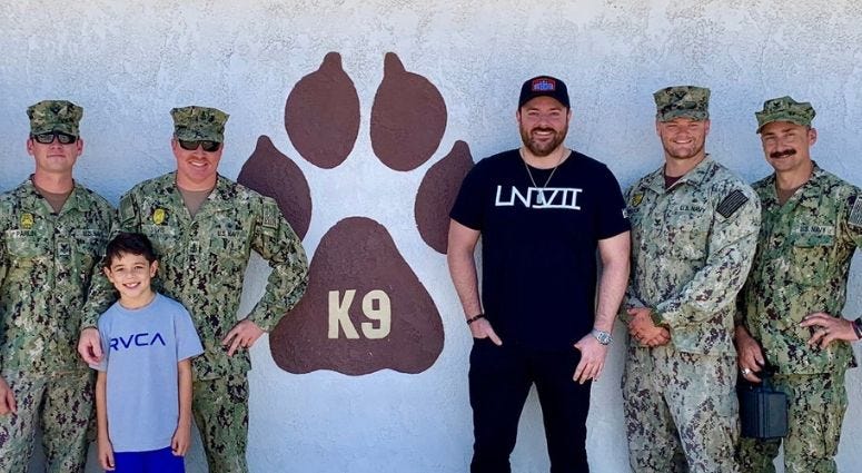 Country star Chris Young visits Navy K9 unit at Naval Station San Diego Country star Chris Young visits Navy K9 unit at Naval Station San Diego