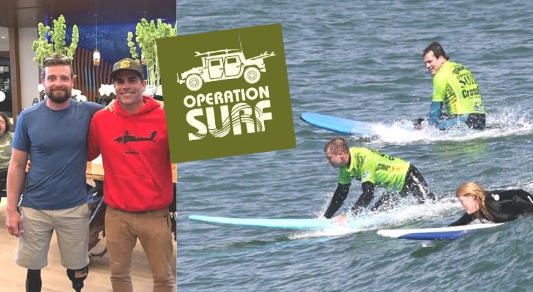 Army veteran Caleb brewer and Pro Surfer Danny Nichols at Operation Surf in California Army veteran Caleb brewer and Pro Surfer Danny Nichols at Operation Surf in California