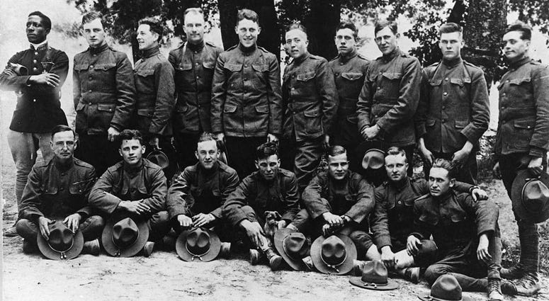 Eugene Jacques Bullard and members of the Lafayette Flying Corps in 1917.