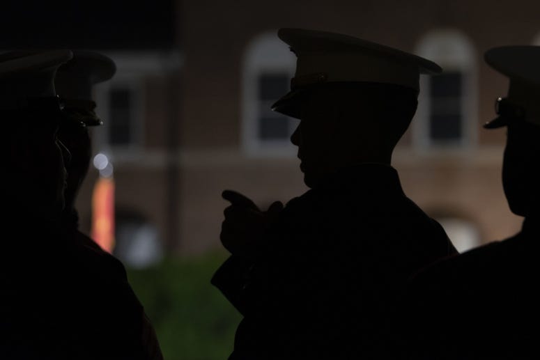 The United States Marine Corps holds an Evening Parade at Marine Barracks, Washington, D.C., May 10, 2019 The United States Marine Corps holds an Evening Parade at Marine Barracks, Washington, D.C., May 10, 2019