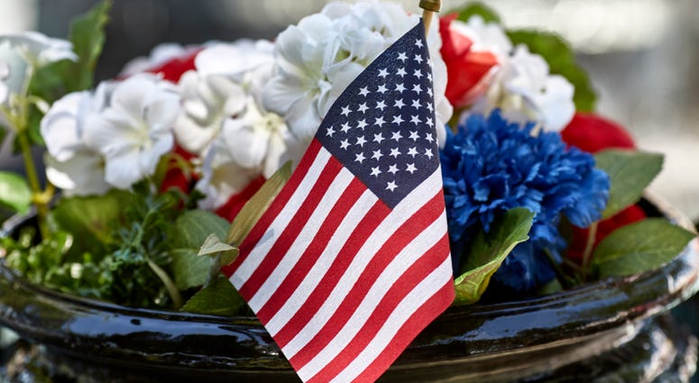 Flag in flower pot