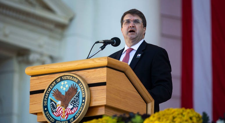 Secretary of Veterans Affairs Robert Wilkie speaks during a Veterans Day ceremony at Arlington National Cemetery on November 11, 2018 in Arlington, Virginia. RobertWilkie