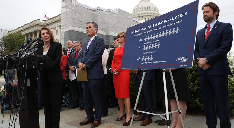 U.S. House Speaker Nancy Pelosi (D-CA) speaks during during a news conference on suicide prevention among U.S. Veterans, at the U.S. Capitol on April 29, 2019 in Washington, DC U.S. House Speaker Nancy Pelosi (D-CA) speaks during during a news conference on suicide prevention among U.S. Veterans, at the U.S. Capitol on April 29, 2019 in Washington, DC