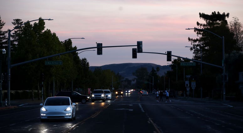 Traffic lights in the Sonoma area are out due to power outages on October 10, 2019 in Sonoma, California. Power outages were scheduled as preemptive moves by PG&E to address hot, dry and windy weather and the risk of wildfires, according to the company. CaliforniaPowerOutages