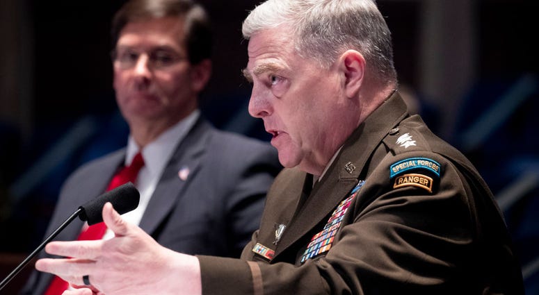 Chairman of the Joint Chiefs of Staff General Mark Milley (R) and US Secretary of Defense Mark Esper (L) testify before the US House Armed Services Committee hearing on 'Department of Defense Authorities and Roles Related to Civilian Law Enforcement.' Chairman of the Joint Chiefs of Staff General Mark Milley (R) and US Secretary of Defense Mark Esper (L) testify before the US House Armed Services Committee hearing on 'Department of Defense Authorities and Roles Related to Civilian Law Enforcement.'